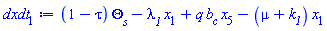 (1-tau)*Theta__s-lambda__1*x[1]+q*b__c*x[5]-(mu+k__1)*x[1]
