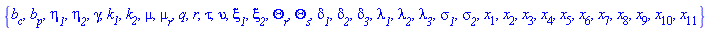 {b__c, b__p, eta__1, eta__2, gamma, k__1, k__2, mu, mu__r, q, r, tau, upsilon, xi__1, xi__2, Theta__r, Theta__s, delta__1, delta__2, delta__3, lambda__1, lambda__2, lambda__3, sigma__1, sigma__2, x[1], x[2], x[3], x[4], x[5], x[6], x[7], x[8], x[9], x[10], x[11]}