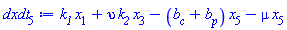 k__1*x[1]+upsilon*k__2*x[3]-(b__c+b__p)*x[5]-mu*x[5]