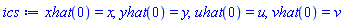 xhat(0) = x, yhat(0) = y, uhat(0) = u, vhat(0) = v