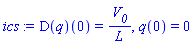 (D(q))(0) = V__0/L, q(0) = 0