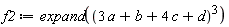 f2 := expand((3*a+b+4*c+d)^3)