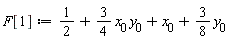 F[1] := 1/2+(3/4)*x[0]*y[0]+x[0]+(3/8)*y[0]