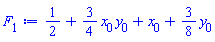1/2+(3/4)*x[0]*y[0]+x[0]+(3/8)*y[0]