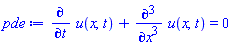 diff(u(x, t), t)+diff(diff(diff(u(x, t), x), x), x) = 0