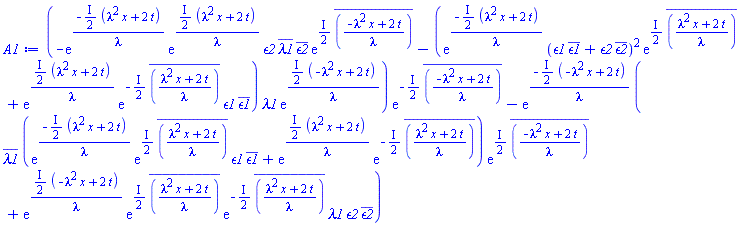 (-exp(-((1/2)*I)*(lambda^2*x+2*t)/lambda)*exp(((1/2)*I)*(lambda^2*x+2*t)/lambda)*epsilon2*conjugate(lambda1)*conjugate(epsilon2)*exp(((1/2)*I)*conjugate((-lambda^2*x+2*t)/lambda))-(exp(-((1/2)*I)*(lambda^2*x+2*t)/lambda)*(epsilon1*conjugate(epsilon1)+epsilon2*conjugate(epsilon2))^2*exp(((1/2)*I)*conjugate((lambda^2*x+2*t)/lambda))+exp(((1/2)*I)*(lambda^2*x+2*t)/lambda)*exp(-((1/2)*I)*conjugate((lambda^2*x+2*t)/lambda))*epsilon1*conjugate(epsilon1))*lambda1*exp(((1/2)*I)*(-lambda^2*x+2*t)/lambda))*exp(-((1/2)*I)*conjugate((-lambda^2*x+2*t)/lambda))-exp(-((1/2)*I)*(-lambda^2*x+2*t)/lambda)*(conjugate(lambda1)*(exp(-((1/2)*I)*(lambda^2*x+2*t)/lambda)*exp(((1/2)*I)*conjugate((lambda^2*x+2*t)/lambda))*epsilon1*conjugate(epsilon1)+exp(((1/2)*I)*(lambda^2*x+2*t)/lambda)*exp(-((1/2)*I)*conjugate((lambda^2*x+2*t)/lambda)))*exp(((1/2)*I)*conjugate((-lambda^2*x+2*t)/lambda))+exp(((1/2)*I)*(-lambda^2*x+2*t)/lambda)*exp(((1/2)*I)*conjugate((lambda^2*x+2*t)/lambda))*exp(-((1/2)*I)*conjugate((lambda^2*x+2*t)/lambda))*lambda1*epsilon2*conjugate(epsilon2))