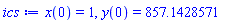 x(0) = 1, y(0) = 857.1428571