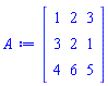 Matrix(3, 3, {(1, 1) = 1, (1, 2) = 2, (1, 3) = 3, (2, 1) = 3, (2, 2) = 2, (2, 3) = 1, (3, 1) = 4, (3, 2) = 6, (3, 3) = 5})