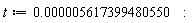 t := 0.5617399480550e-5:
