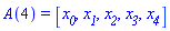 A(4) = [x__0, x__1, x__2, x__3, x__4]