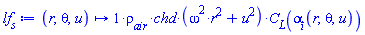 proc (r, theta, u) options operator, arrow; Units:-Simple:-`*`(1, Units:-Simple:-`/`(2), rho__air, chd, Units:-Simple:-`+`(Units:-Simple:-`*`(Units:-Simple:-`^`(omega, 2), Units:-Simple:-`^`(r, 2)), Units:-Simple:-`^`(u, 2)), C__L(alpha__i(r, theta, u))) end proc
