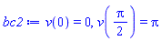 v(0) = 0, v((1/2)*Pi) = Pi