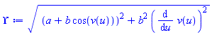 ((a+b*cos(v(u)))^2+b^2*(diff(v(u), u))^2)^(1/2)