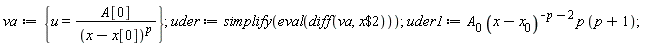 va := {u = A[0]/(x-x[0])^p};