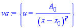 {u = A[0]/(x-x[0])^p}