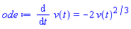 diff(v(t), t) = -2*v(t)^(2/3)
