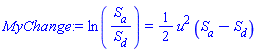 ln(S__a/S__d) = (1/2)*u^2*(S__a-S__d)