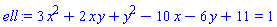 3*x^2+2*x*y+y^2-10*x-6*y+11 = 1