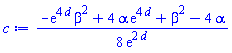 (1/8)*(-exp(4*d)*beta^2+4*alpha*exp(4*d)+beta^2-4*alpha)/exp(2*d)
