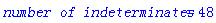 `number of indeterminates` = 48