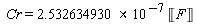 Cr = (2.532634930*10^(-7))*Unit('F')