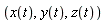 x(t), y(t), z(t)
