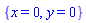 {x = 0, y = 0}