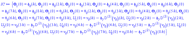 {Phi[1](0) = phi__0(h), Phi[2](0) = phi__0(2*h), Phi[3](0) = phi__0(3*h), Phi[4](0) = phi__0(4*h), Phi[5](0) = phi__0(5*h), Phi[6](0) = phi__0(6*h), Phi[7](0) = phi__0(7*h), Phi[8](0) = phi__0(8*h), Theta[1](0) = theta__0(h), Theta[2](0) = theta__0(2*h), Theta[3](0) = theta__0(3*h), Theta[4](0) = theta__0(4*h), Theta[5](0) = theta__0(5*h), Theta[6](0) = theta__0(6*h), Theta[7](0) = theta__0(7*h), Theta[8](0) = theta__0(8*h), U[1](0) = v__0(h)-phi__7*((D@@2)(v__0))(h), U[2](0) = v__0(2*h)-phi__7*((D@@2)(v__0))(2*h), U[3](0) = v__0(3*h)-phi__7*((D@@2)(v__0))(3*h), U[4](0) = v__0(4*h)-phi__7*((D@@2)(v__0))(4*h), U[5](0) = v__0(5*h)-phi__7*((D@@2)(v__0))(5*h), U[6](0) = v__0(6*h)-phi__7*((D@@2)(v__0))(6*h), U[7](0) = v__0(7*h)-phi__7*((D@@2)(v__0))(7*h), U[8](0) = v__0(8*h)-phi__7*((D@@2)(v__0))(8*h)}