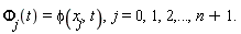 `&Phi;__j`(t) = phi(x__j, t), j = 0, 1, 2, () .. (), n+1.