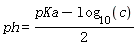 ph = (pKa-log[10](c))*(1/2)