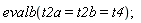 evalb(t2a = t2b and t2b = t4)