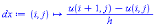 proc (i, j) options operator, arrow; (u(i+1, j)-u(i, j))/h end proc
