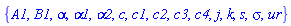 {A1, B1, alpha, alpha1, alpha2, c, c1, c2, c3, c4, j, k, s, sigma, ur}
