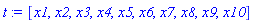 [x1, x2, x3, x4, x5, x6, x7, x8, x9, x10]