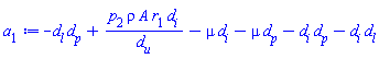 -d[l]*d[p]+p[2]*rho*A*r[1]*d[i]/d[u]-mu*d[i]-mu*d[p]-d[i]*d[p]-d[i]*d[l]