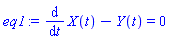 diff(X(t), t)-Y(t) = 0