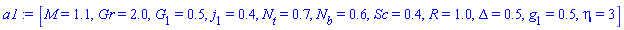 [M = 1.1, Gr = 2.0, G[1] = .5, j[1] = .4, N[t] = .7, N[b] = .6, Sc = .4, R = 1.0, Delta = .5, g[1] = .5, eta = 3]