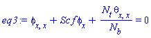 diff(diff(phi(x), x), x)+Sc*f(x)*(diff(phi(x), x))+N[t]*(diff(diff(theta(x), x), x))/N[b] = 0