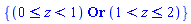{Or(And(0 <= z, z < 1), And(z <= 2, 1 < z))}