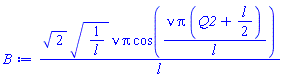2^(1/2)*(1/l)^(1/2)*nu*Pi*cos(nu*Pi*(Q2+(1/2)*l)/l)/l