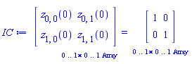 `Array(0..1, 0..1, {(1, 1) = z[0, 0](0)})` = `Array(0..1, 0..1, {(1, 1) = 1})`