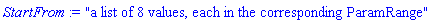 "a list of 8 values, each in the corresponding ParamRange"