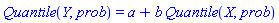Quantile(Y, prob) = a+b*Quantile(X, prob)