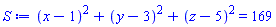 (x-1)^2+(y-3)^2+(z-5)^2 = 169