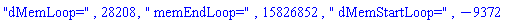 "dMemLoop=", 28208, " memEndLoop=", 15826852, " dMemStartLoop=", -9372