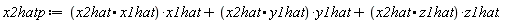 x2hatp := (x2hat.x1hat)*x1hat+(x2hat.y1hat)*y1hat+(x2hat.z1hat)*z1hat