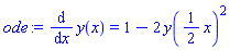 diff(y(x), x) = 1-2*y((1/2)*x)^2