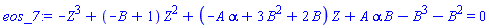 -Z^3+(-B+1)*Z^2+(-A*alpha+3*B^2+2*B)*Z+A*alpha*B-B^3-B^2 = 0