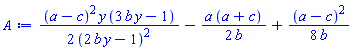 (1/2)*(a-c)^2*y*(3*b*y-1)/(2*b*y-1)^2-(1/2)*a*(a+c)/b+(1/8)*(a-c)^2/b