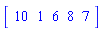 Matrix([[10, 1, 6, 8, 7]])